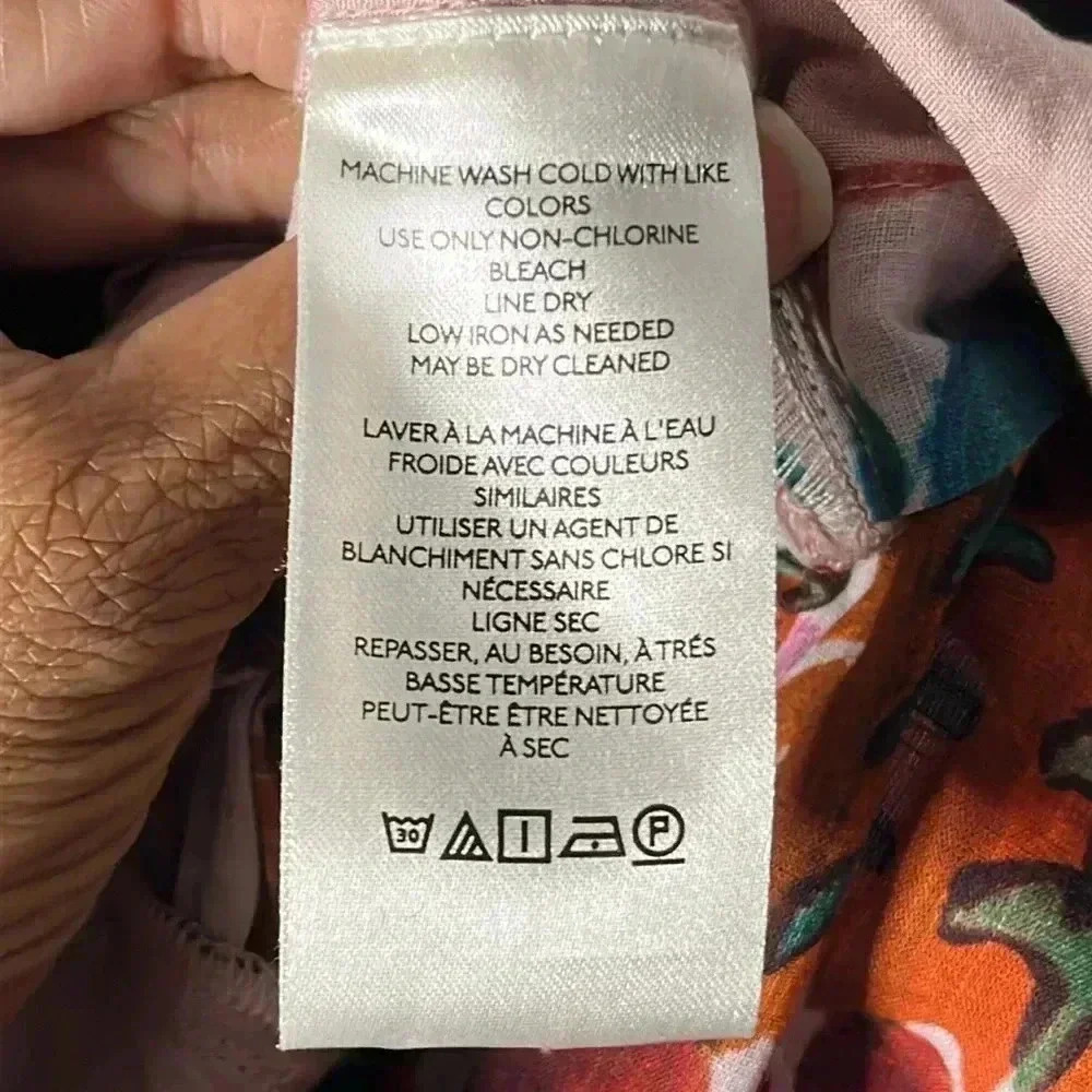 Anthropologie Singapore Abstract Tie Waist Multicolor Cropped Top Size 0 - Picture 8 of 8